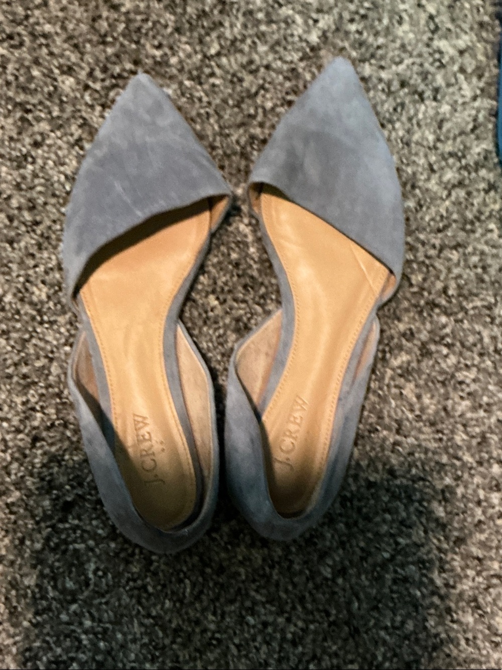 J. Crew Blue-Gray Suede Pointed D'Orsay Flats